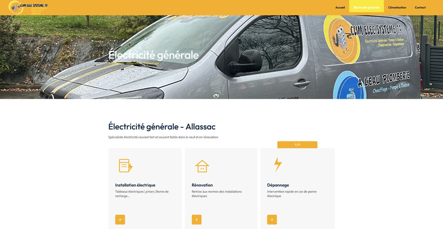 site vitrine artisan électricien Corrèze