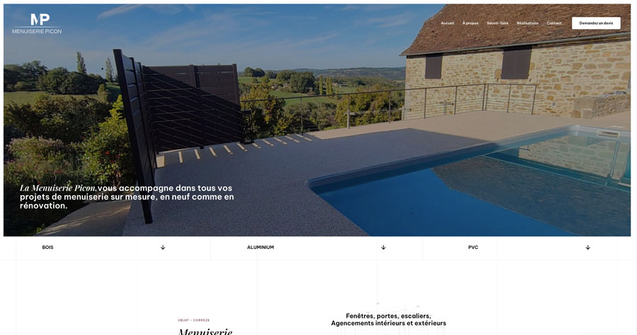 site vitrine artisan menuisier objat