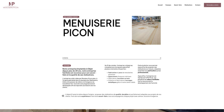 site vitrine artisan menuisier objat