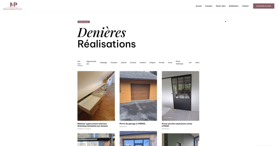 site vitrine artisan menuisier objat